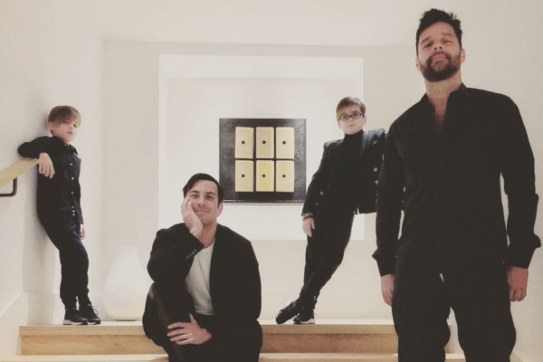 Ricky Martin and Jwan Yosef with their kids